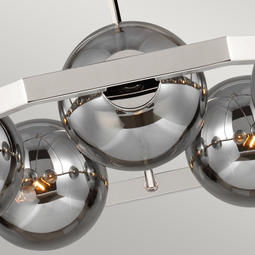 Quintiesse - Deckenleuchte mit Stange HARPER 5xE14/60W/230V Ø 77,5 cm glänzender Chrom/rauchfarben