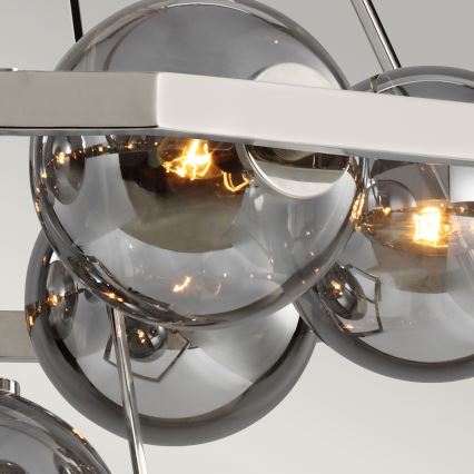Quintiesse - Deckenleuchte an Stange HARPER 7xE14/60W/230V Ø 81,3 cm glänzender Chrom/rauchfarbenes Glas