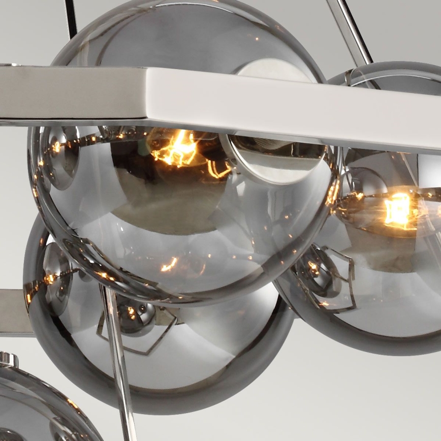 Quintiesse - Deckenleuchte an Stange HARPER 7xE14/60W/230V Ø 81,3 cm glänzender Chrom/rauchfarbenes Glas