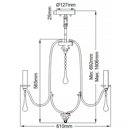 Quintiesse - Kronleuchter an Stange KARLEE 5xE14/60W/230V, Ø 61 cm, matt-chrom