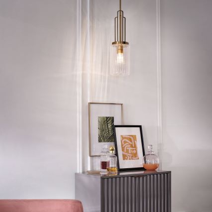 Quintiesse - Pendelleuchte mit Stange KIMROSE 1xE27/60W/230V, Ø 17,8 cm, goldfarben