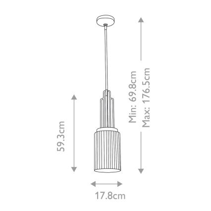 Quintiesse - Pendelleuchte mit Stange KIMROSE 1xE27/60W/230V, Ø 17,8 cm, goldfarben