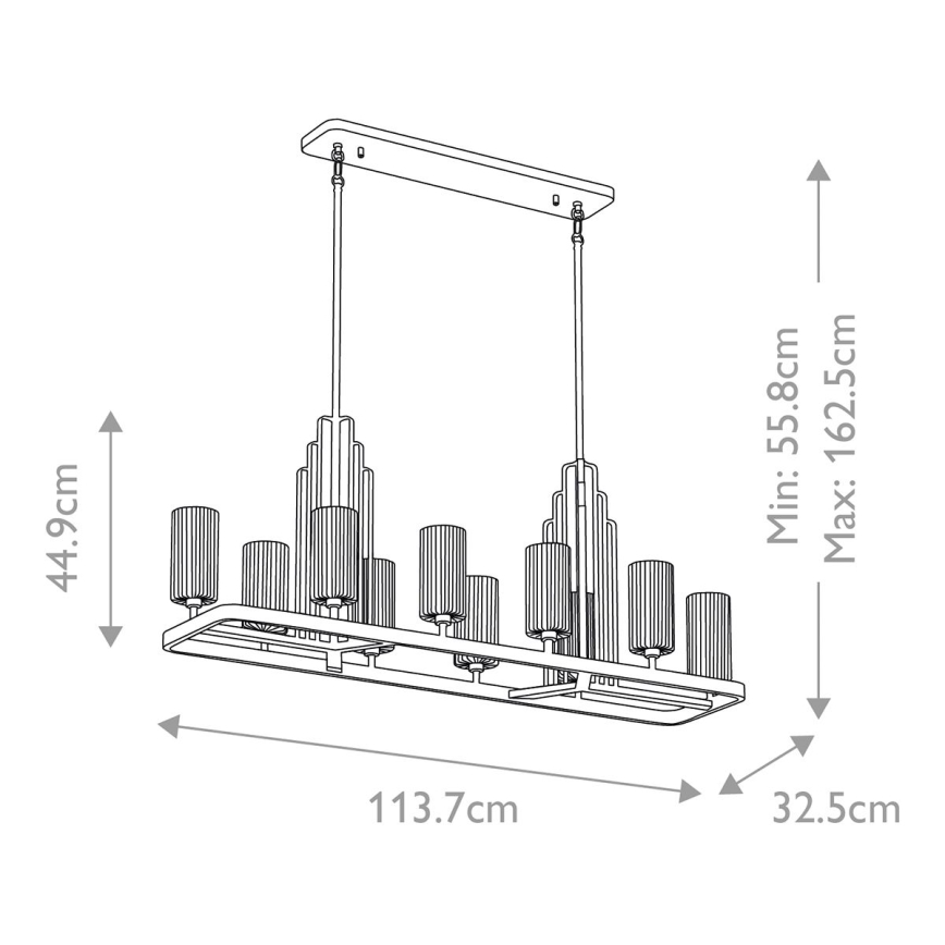 Quintiesse - Pendelleuchte mit Stange KIMROSE 10xE14/40W/230V glänzender Chrom