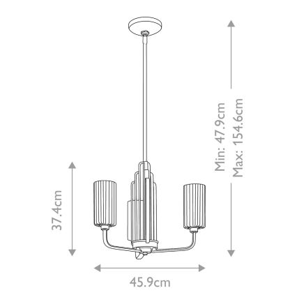 Quintiesse - Deckenleuchte mit Stange KIMROSE 3xE14/40W/230V Ø 45,9 cm glänzender Chrom