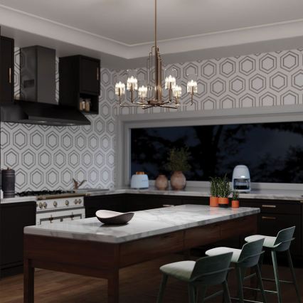 Quintiesse - Deckenleuchte mit Stange KIMROSE 6xE14/40W/230V Ø 68,6 cm glänzender Chrom