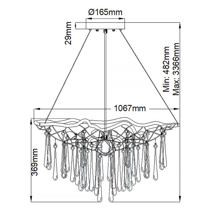 Quintiesse - Pendelleuchte mit Kabelaufhängung LAGUNA 8xE14/40W/230V Ø 106,7 cm goldfarben