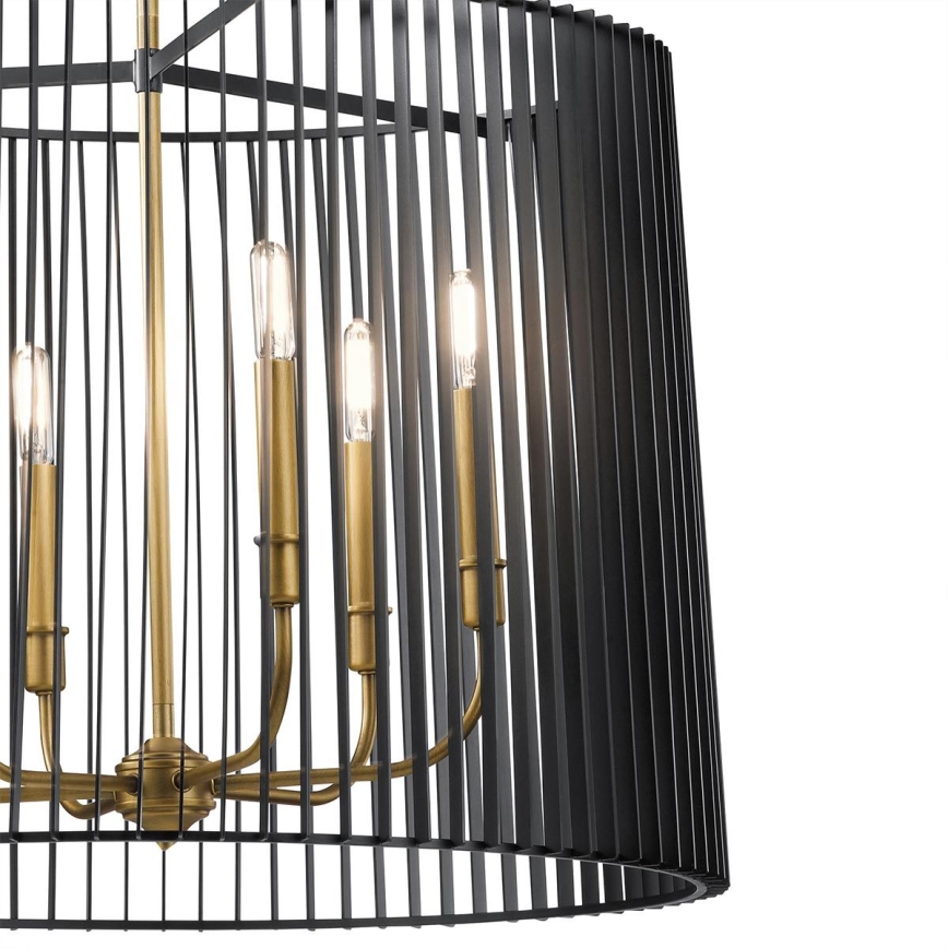 Quintiesse - Pendelleuchte mit Stange LINARA 6xE14/60W/230V Ø 66 cm schwarz/gold