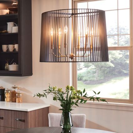 Quintiesse - Pendelleuchte mit Stange LINARA 6xE14/60W/230V Ø 66 cm schwarz/gold