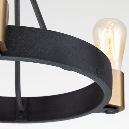 Quintiesse - Deckenleuchte an Stange SILAS 3xE27/60W/230V Ø 42,2 cm schwarz/gold
