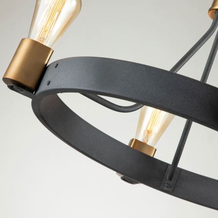 Quintiesse - Pendelleuchte mit Stange SILAS 4xE27/60W/230V Ø 54,9 cm schwarz/gold