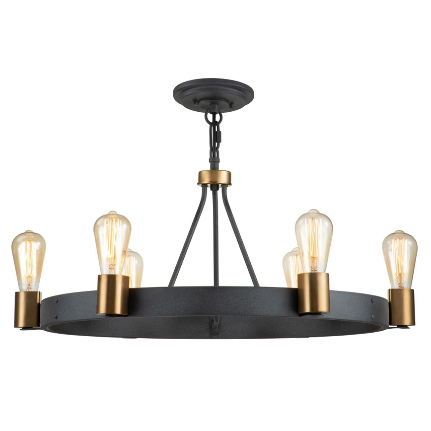 Quintiesse - Deckenpendelleuchte SILAS 6xE27/60W/230V Ø 72,3 cm schwarz/gold