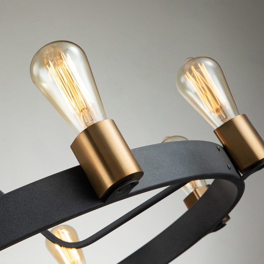 Quintiesse - Stangenpendelleuchte SILAS 8xE27/60W/230V Ø 82,9 cm schwarz/gold