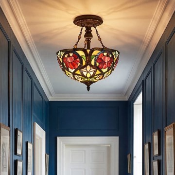 Quoizel - Aufgesetzte Tiffany-Deckenleuchte LARISSA 2xE27/60W/230V Ø 35 cm
