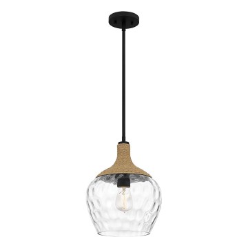 Quoizel - Deckenleuchte an Stange ROYER 1xE27/60W/230V d 30,2 cm klar/schwarz/beige