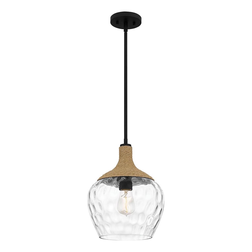 Quoizel - Deckenleuchte an Stange ROYER 1xE27/60W/230V d 30,2 cm klar/schwarz/beige