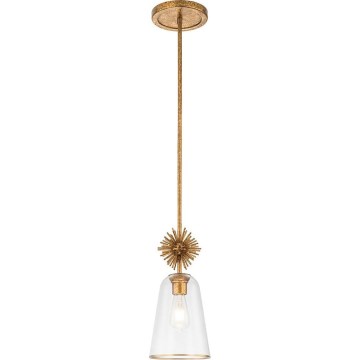 Quoizel - Deckenleuchte an Stange STARING 1xE27/40W/230V d 18,4 cm golden/Patina/klar
