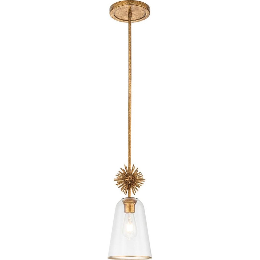 Quoizel - Deckenleuchte an Stange STARING 1xE27/40W/230V d 18,4 cm golden/Patina/klar