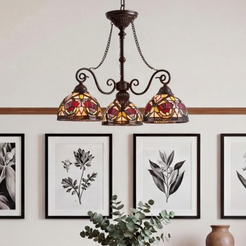 Quoizel - Kronleuchter an Kette Tiffany LARISSA 3xE27/60W/230V Ø 63,6 cm