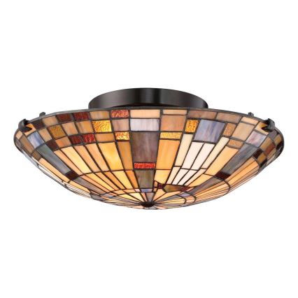 Quoizel - Deckenleuchte Tiffany INGLENOOK 2xE27/60W/230V Ø 40,7 cm