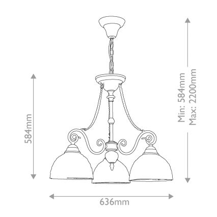 Quoizel - Kronleuchter an Kette Tiffany LARISSA 3xE27/60W/230V Ø 63,6 cm