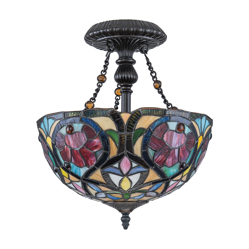 Quoizel - Aufgesetzte Tiffany-Deckenleuchte LARISSA 2xE27/60W/230V Ø 35 cm