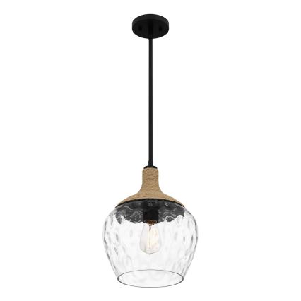 Quoizel - Deckenleuchte an Stange ROYER 1xE27/60W/230V d 30,2 cm klar/schwarz/beige