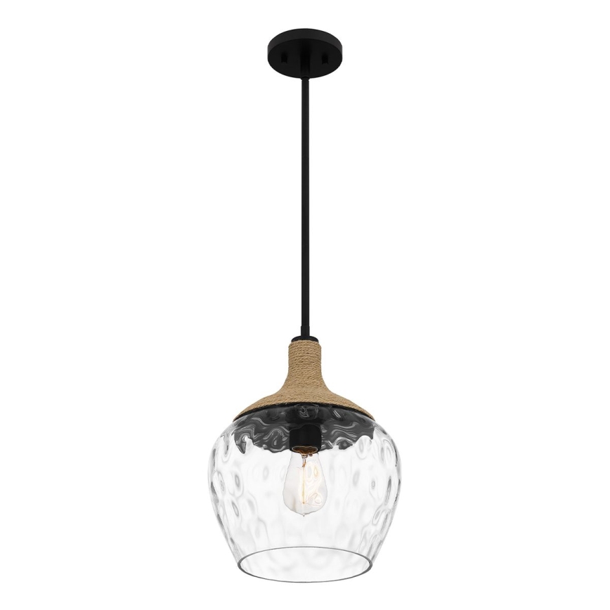 Quoizel - Deckenleuchte an Stange ROYER 1xE27/60W/230V d 30,2 cm klar/schwarz/beige