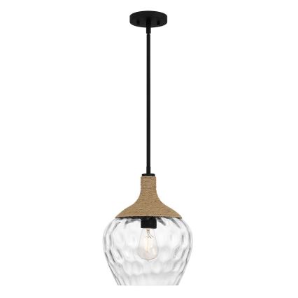 Quoizel - Deckenleuchte an Stange ROYER 1xE27/60W/230V d 30,2 cm klar/schwarz/beige