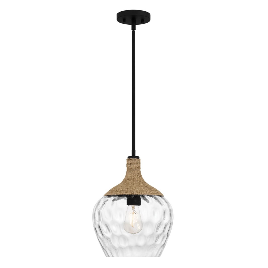 Quoizel - Deckenleuchte an Stange ROYER 1xE27/60W/230V d 30,2 cm klar/schwarz/beige