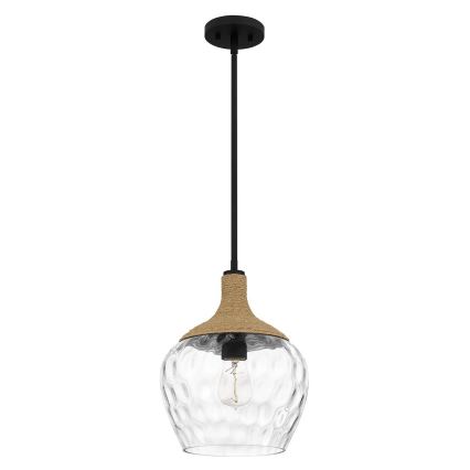 Quoizel - Deckenleuchte an Stange ROYER 1xE27/60W/230V d 30,2 cm klar/schwarz/beige