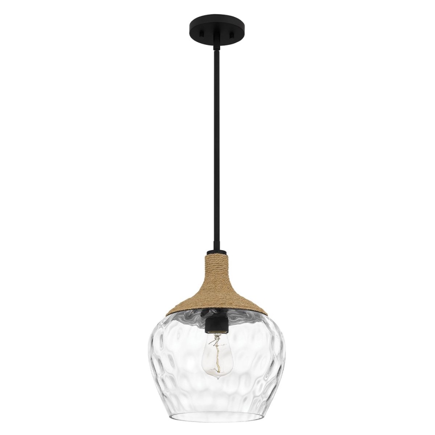 Quoizel - Deckenleuchte an Stange ROYER 1xE27/60W/230V d 30,2 cm klar/schwarz/beige