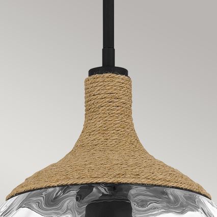 Quoizel - Deckenleuchte an Stange ROYER 1xE27/60W/230V d 30,2 cm klar/schwarz/beige