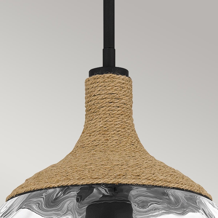 Quoizel - Deckenleuchte an Stange ROYER 1xE27/60W/230V d 30,2 cm klar/schwarz/beige