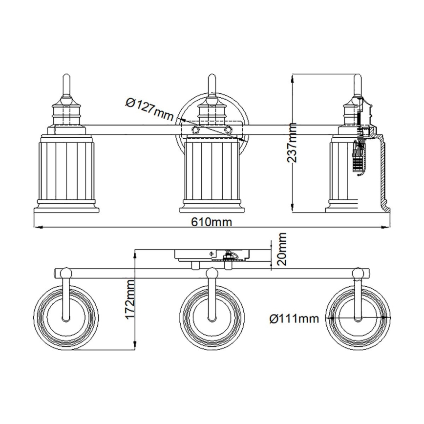 Quoizel - LED-Badezimmer-Wandleuchte SWELL 3x G9/3W/230V IP44 Hochglanz-Chrom