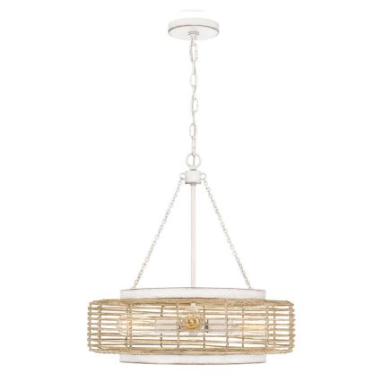 Quoizel - WAYLON Kronleuchter an Kette, 4x E27/60W/230V, Ø 50,4 cm, braun/weiß