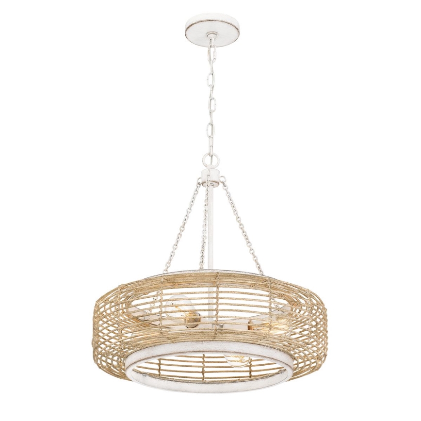 Quoizel - WAYLON Kronleuchter an Kette, 4x E27/60W/230V, Ø 50,4 cm, braun/weiß