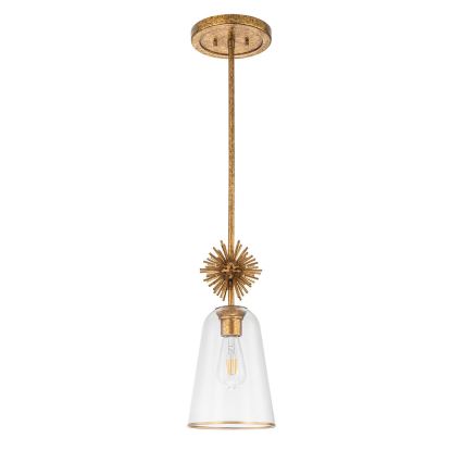 Quoizel - Deckenleuchte an Stange STARING 1xE27/40W/230V d 18,4 cm golden/Patina/klar