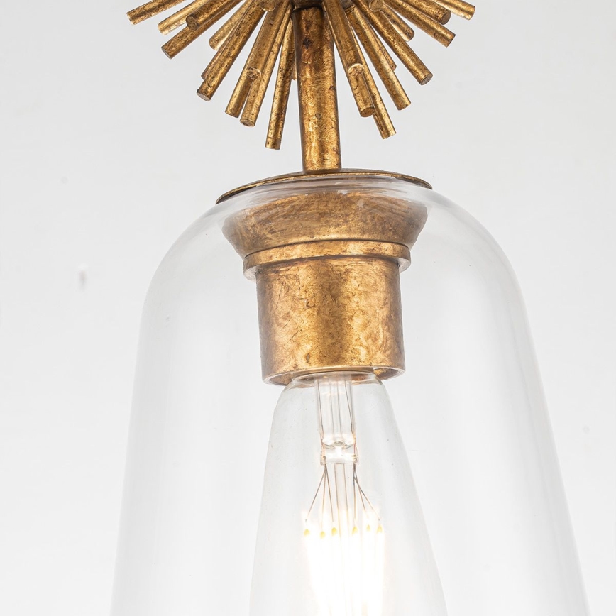 Quoizel - Deckenleuchte an Stange STARING 1xE27/40W/230V d 18,4 cm golden/Patina/klar