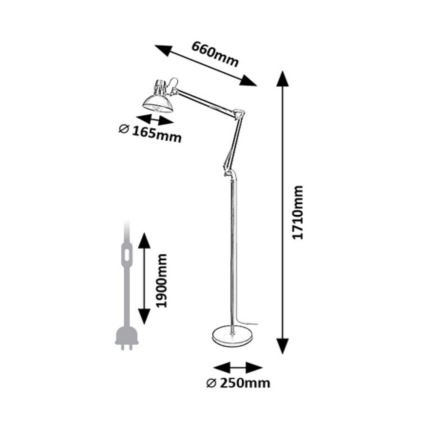 Rabalux - Stehlampe 1xE27/40W/230V schwarz/glänzender Chrom