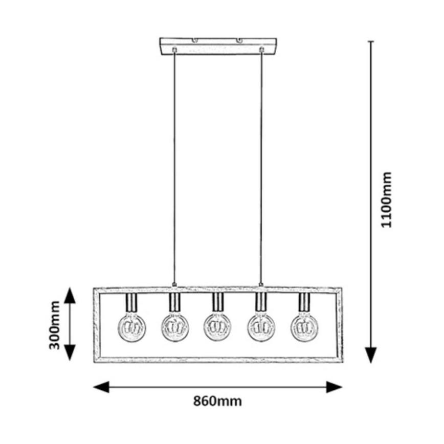 Rabalux - Deckenleuchte an Kabel 5xE27/40W/230V schwarz/Buche