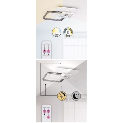 Rabalux - LED-dimmbare aufgesetzte Deckenleuchte 48W/230V 3000K/4000K/6000K + inkl. Fernbedienung 49,5x49,5 cm