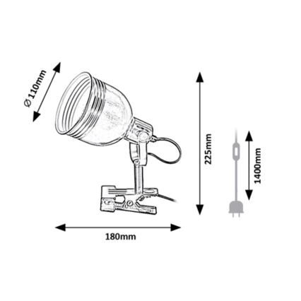 Rabalux - Lampe mit Clip 1xE14/25W/230V schwarz