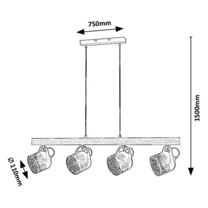 Rabalux  - Hängeleuchte ROTEM 4xE14/40W/230V