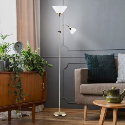 Rabalux - Stehleuchte 1xE27/100W+E14/25W golden/weiß