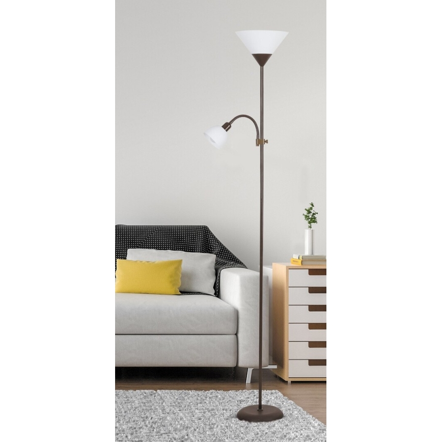 Rabalux 4188 - Stehlampe ACTION 1xE27/100W+1xE14/25W/230V braun