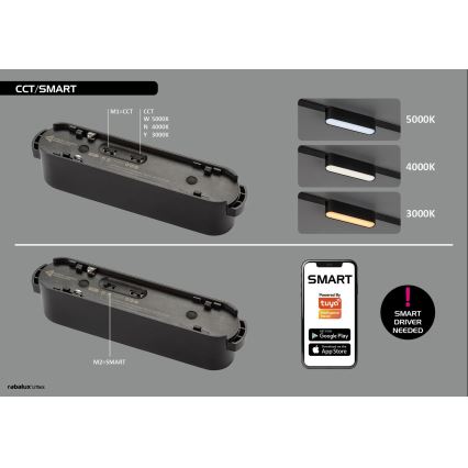 Rabalux - Dimmbare LED-Deckenleuchte für 1-Phasen-Schienensystem LED/4W/24V 2700-5500K Wi-Fi Tuya 11,5 cm schwarz