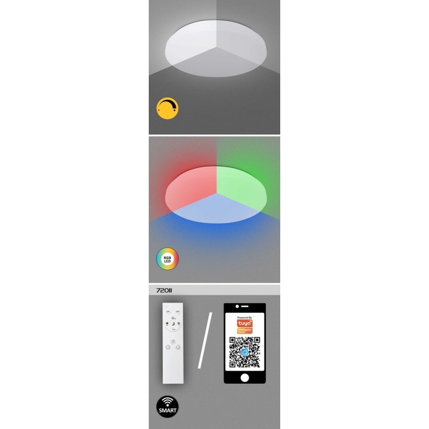 Rabalux - Dimmbare LED-RGB-Deckenleuchte LED/24W/230V Wi-Fi Tuya 3000-6500K 31 cm