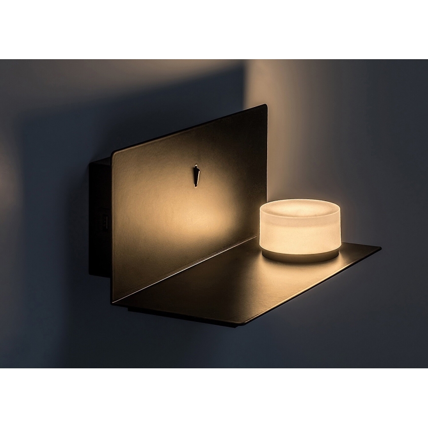 Rabalux - LED-Wandleuchte mit Ablage und USB-Anschluss LED/6W/230V 3000K