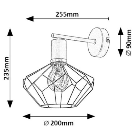 Rabalux - Wandleuchte 1xE27/40W/230V d 20 cm schwarz