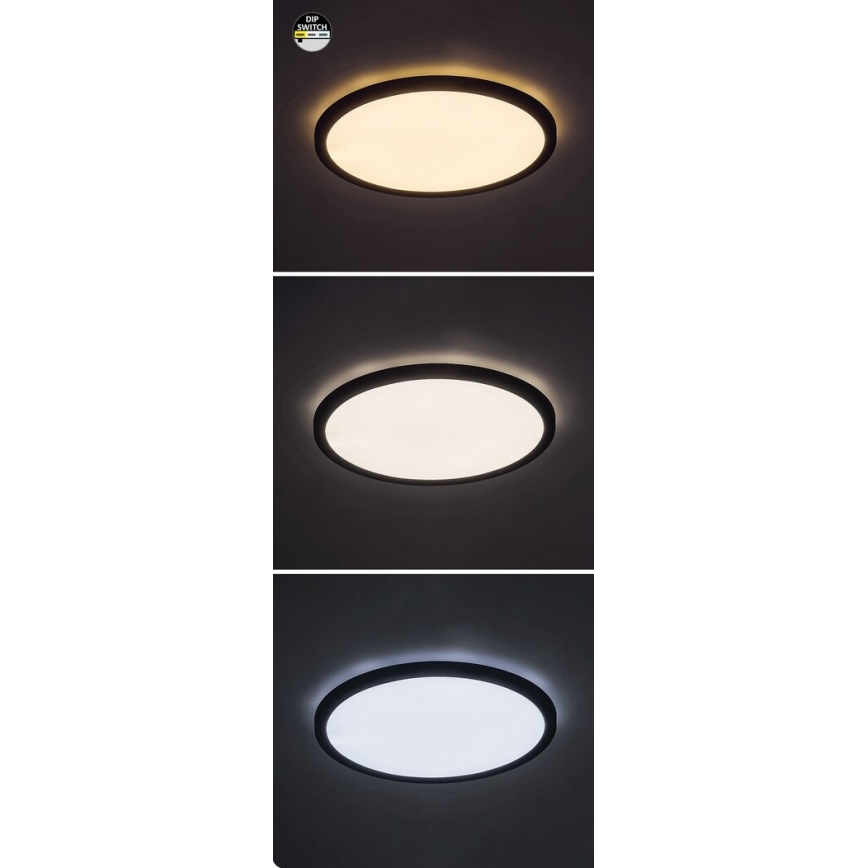 Rabalux - LED Deckenleuchte LED/24W/230V 3000/4000/6000K Ø 29 cm Schwarz